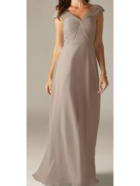 AW BRIDAL 8 M taupe chiffon humidity formal bridesmaid prom maxi dress NEW 0B7